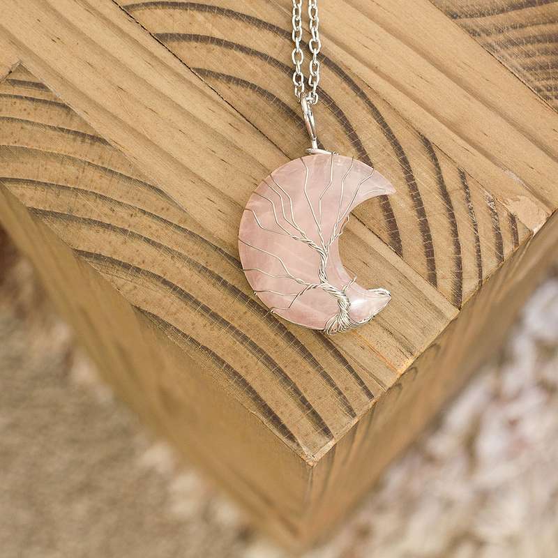 Moon / Crescent Necklace - Rose Quartz