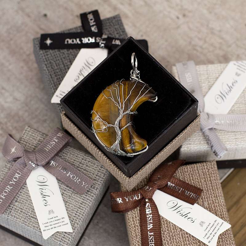 Moon / Crescent Necklace - Tigers Eye