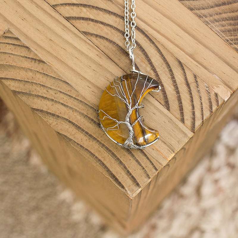Moon / Crescent Necklace - Tigers Eye