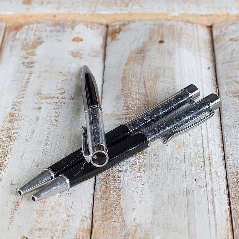 Crystal Gemstone Pen  - Silver - Obsidian
