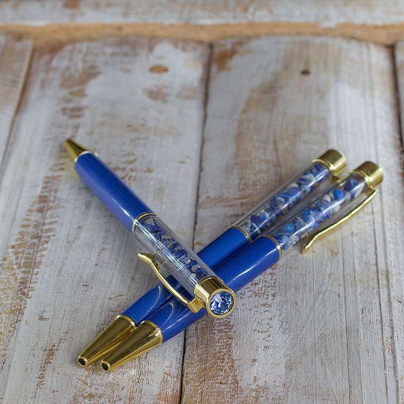 Crystal Gemstone Pen  - Gold - Lapis Lazuli
