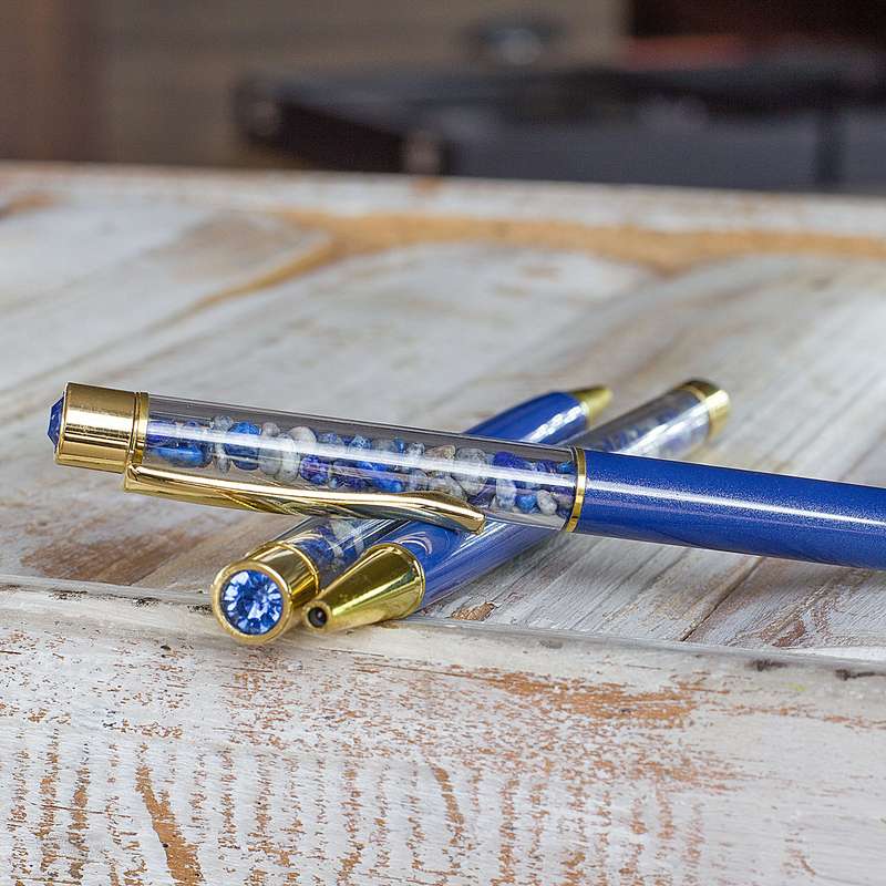 Crystal Gemstone Pen  - Gold - Lapis Lazuli