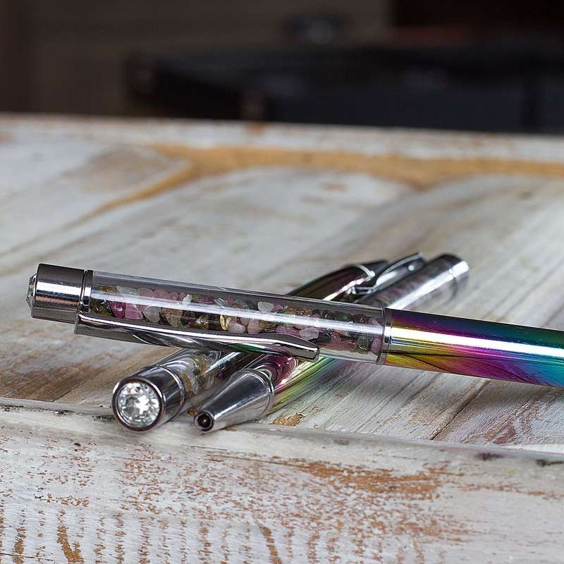 Crystal Gemstone Pen  - Silver - Fluorite
