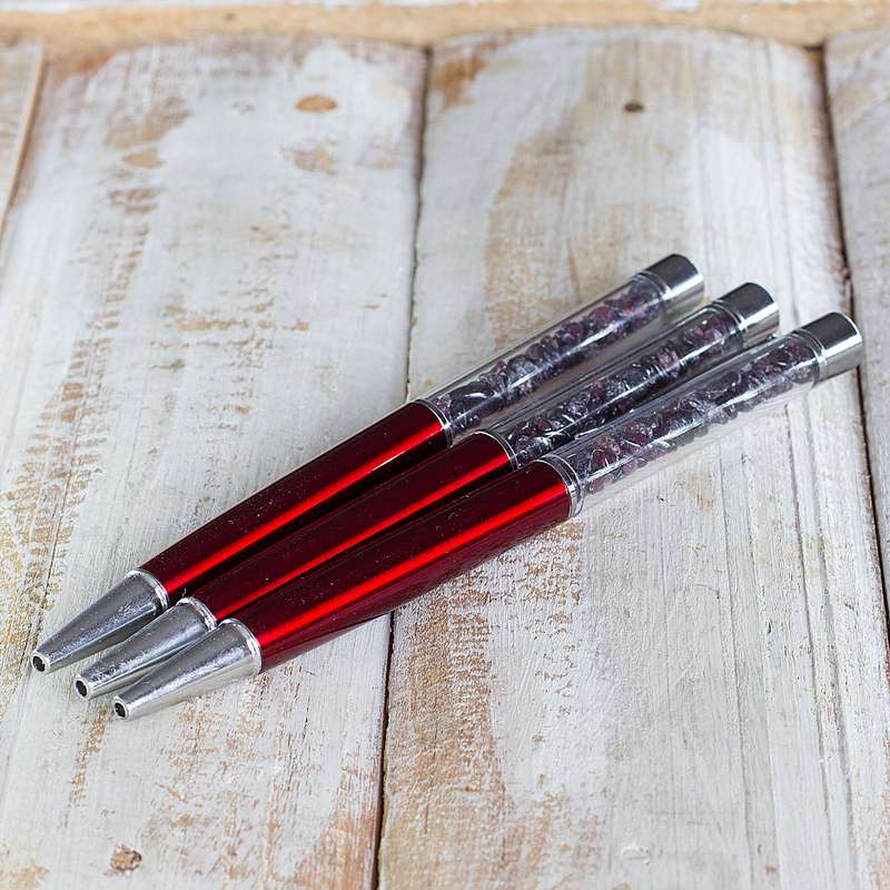 Crystal Gemstone Pen  - Silver - Garnet