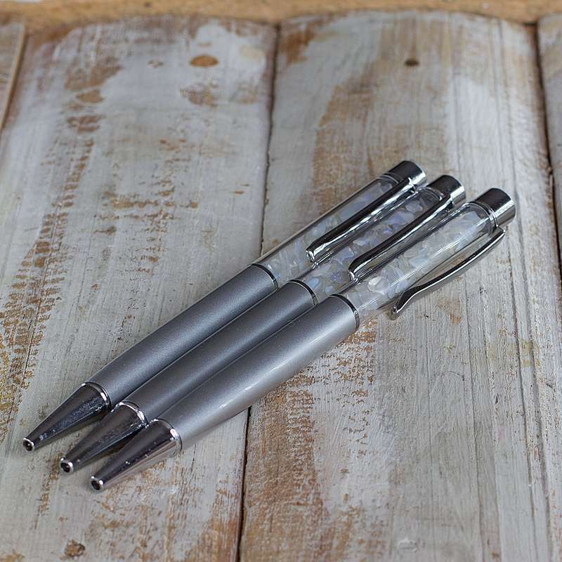 Crystal Gemstone Pen  - Silver - Opal