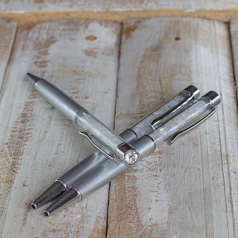 Crystal Gemstone Pen  - Silver - Opal