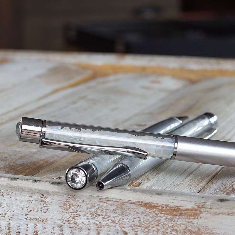 Crystal Gemstone Pen  - Silver - Opal