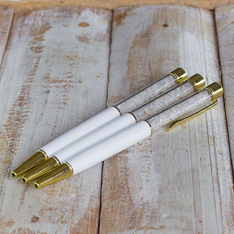 Crystal Gemstone Pen  - Gold - Quartz