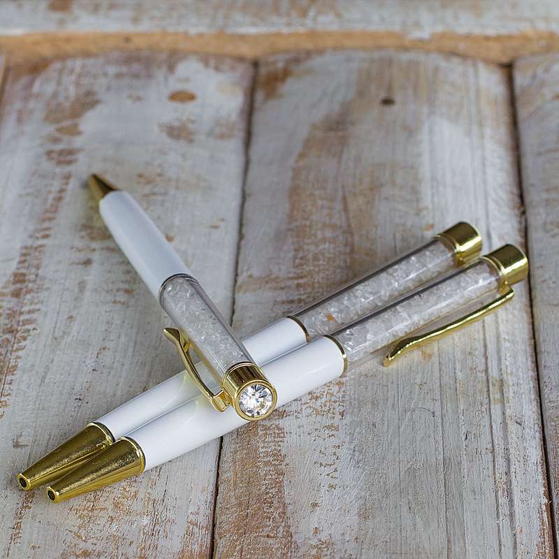 Crystal Gemstone Pen  - Gold - Quartz