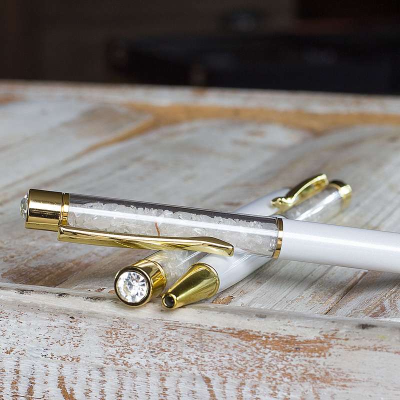 Crystal Gemstone Pen  - Gold - Quartz