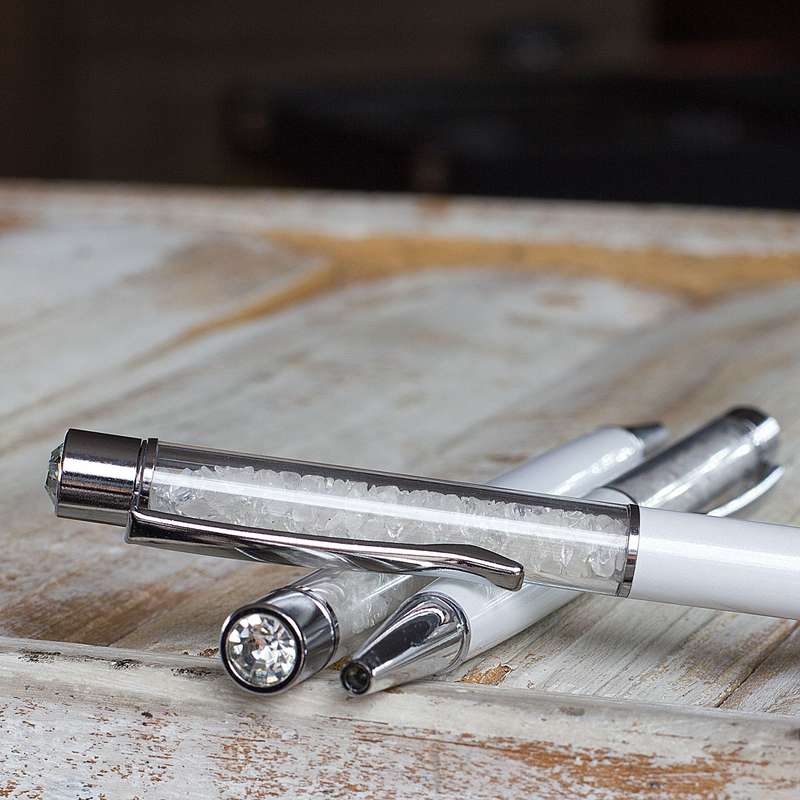 Crystal Gemstone Pen  - Silver - Quartz
