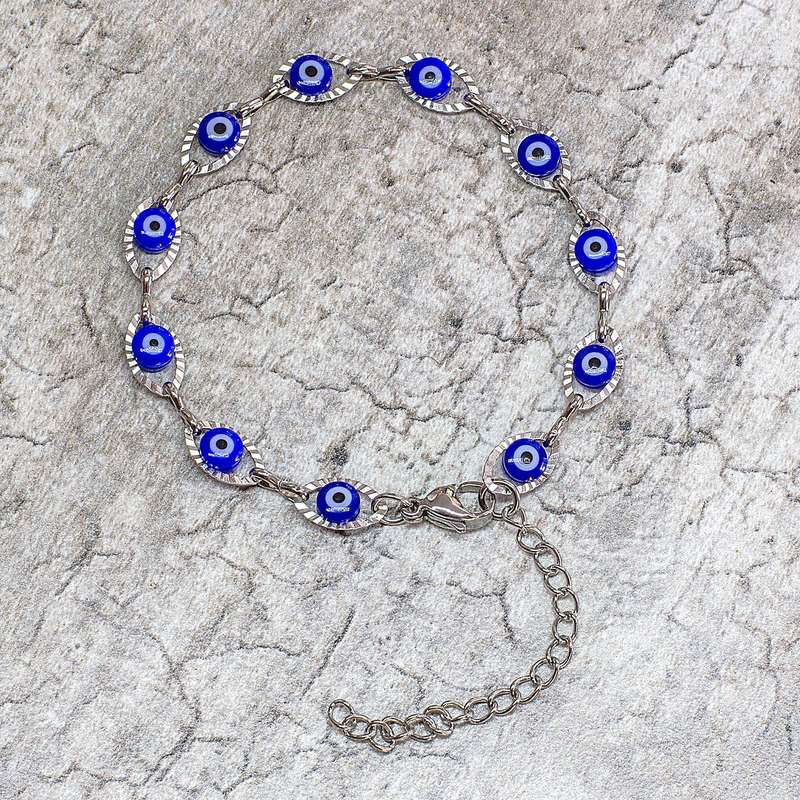 Evil Eye Link Bracelet - Blue