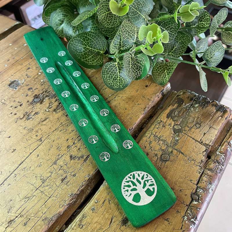 Wooden flat incense holder - Tree of life