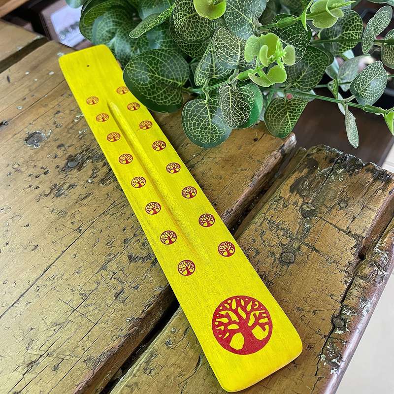 Wooden flat incense holder - Tree of life