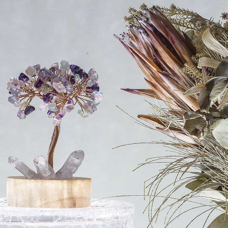 Crystal gemstone tree of life - Night light  - Fluorite