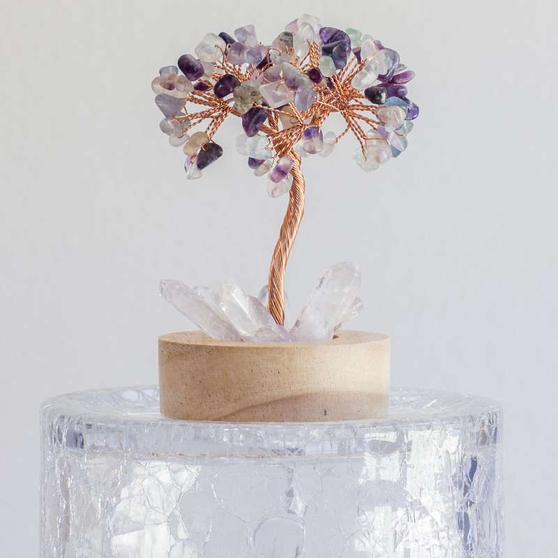 Crystal gemstone tree of life - Night light  - Fluorite