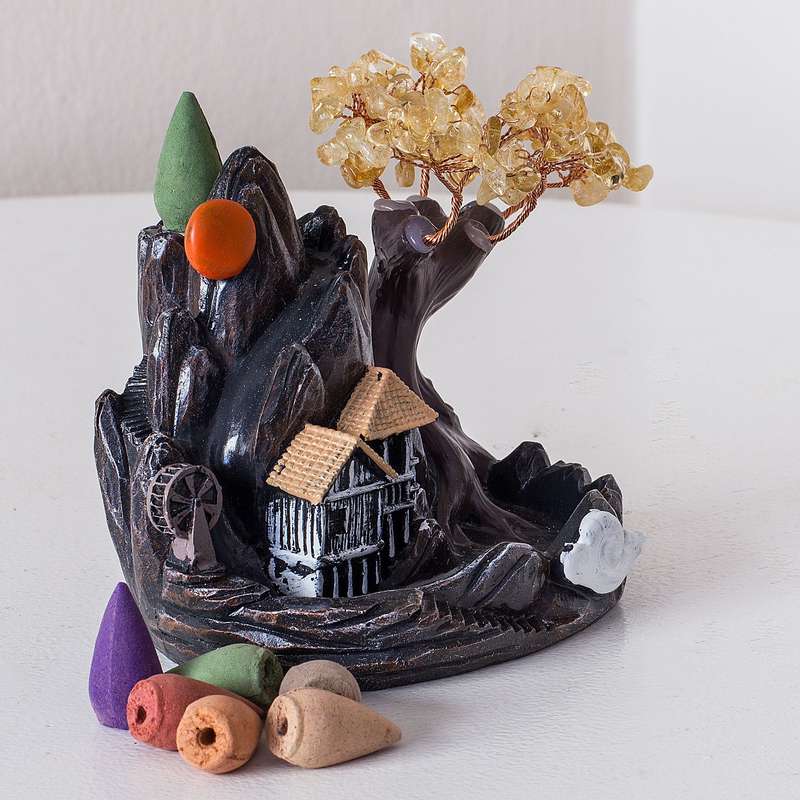 Crystal Backflow Burner - Citrine