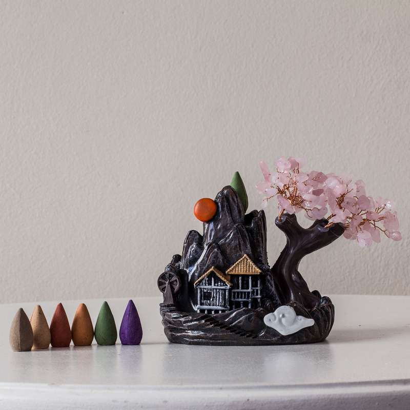 Crystal Backflow Burner - Rose Quartz