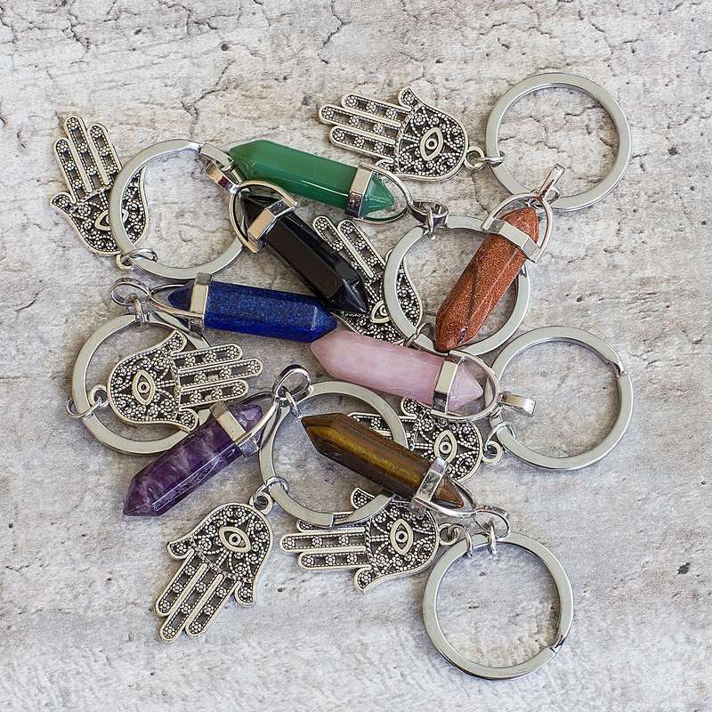 Hamsa Hand Keyring - Amethyst