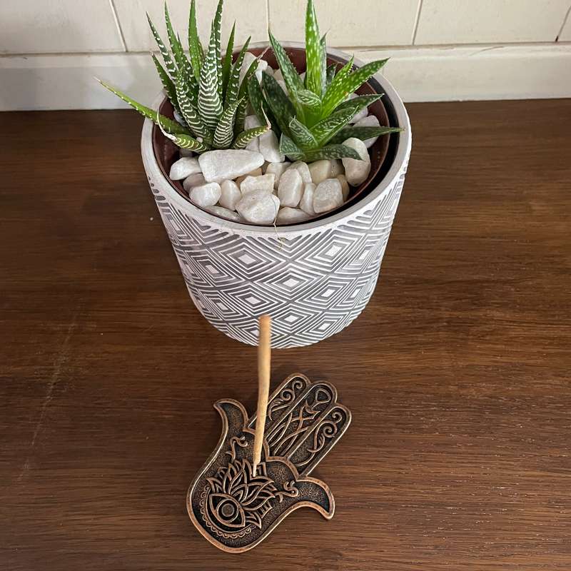 Hamsa Hand Metal Incense holder (Bronze)