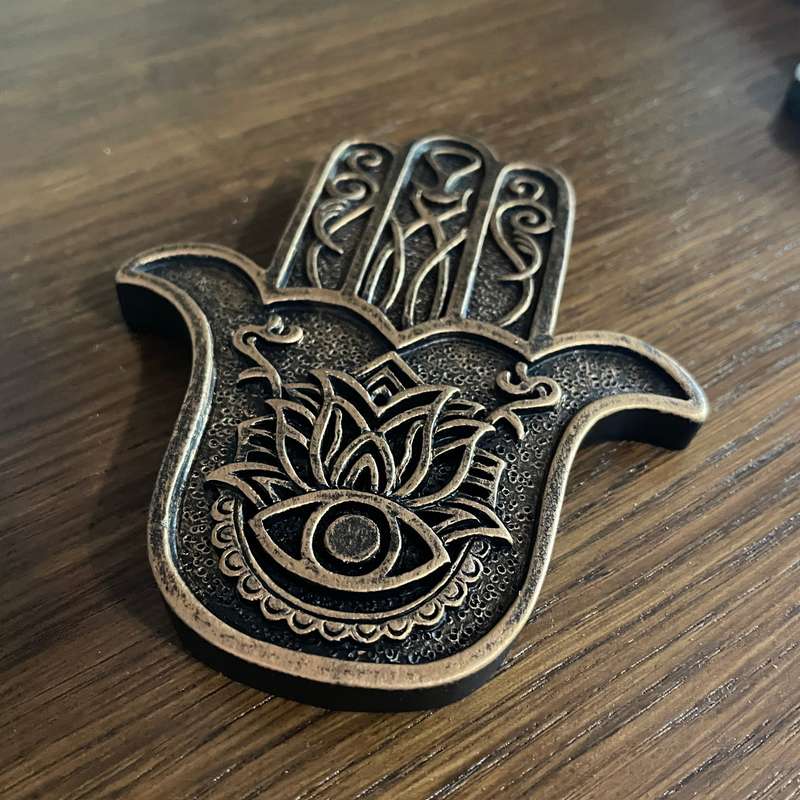 Hamsa Hand Metal Incense holder (Bronze)