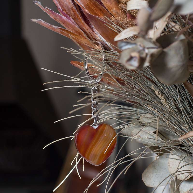Heart Keyring - Carnelian