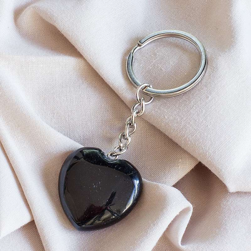 Heart Keyring - Black Obsidian