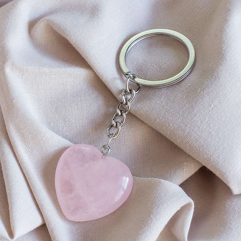 Heart Keyring - Rose Quartz