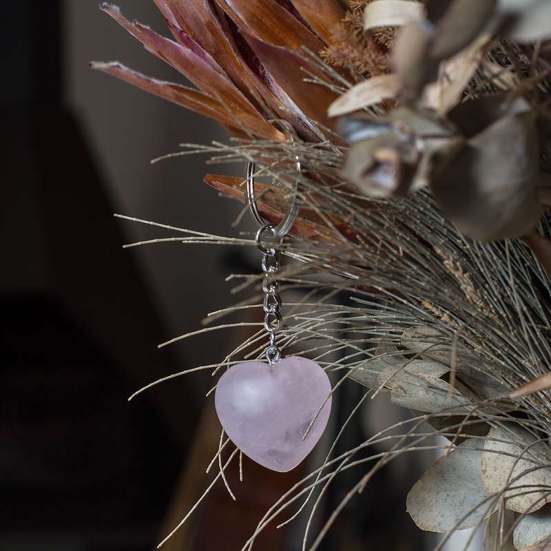 Heart Keyring - Rose Quartz