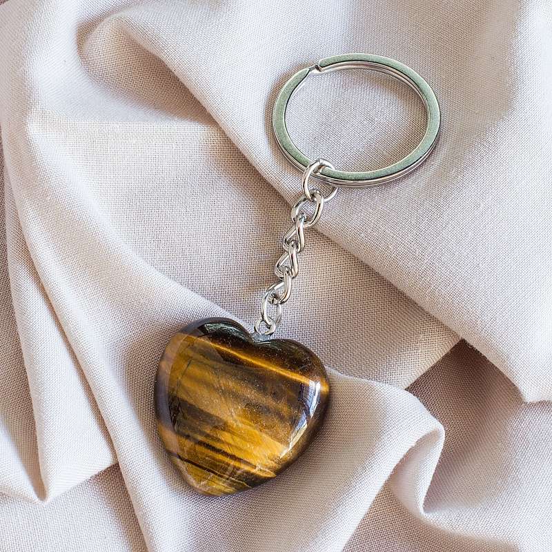 Heart Keyring - Tigers Eye