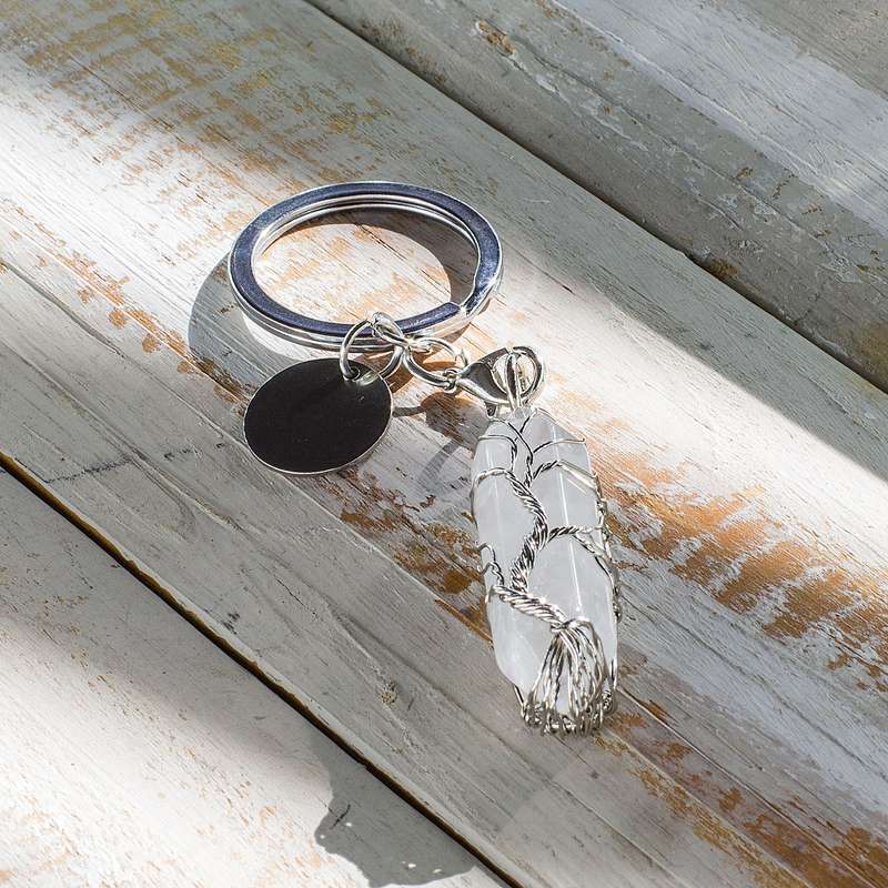 Hexagonal Keyring - Clear Quartz