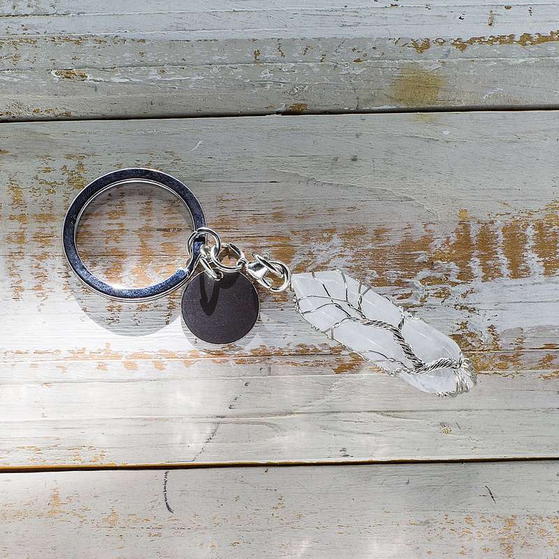 Hexagonal Keyring - Clear Quartz