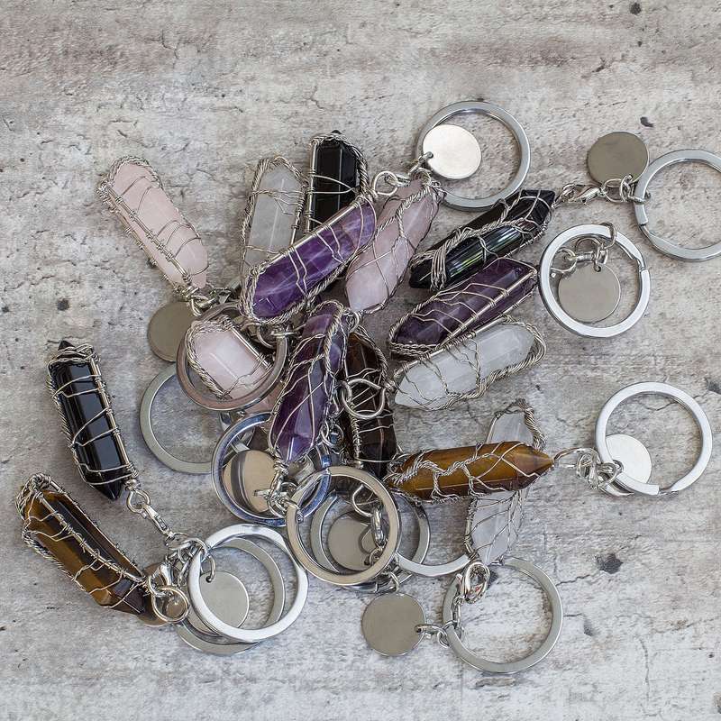 Hexagonal Keyring - Rose Quartz