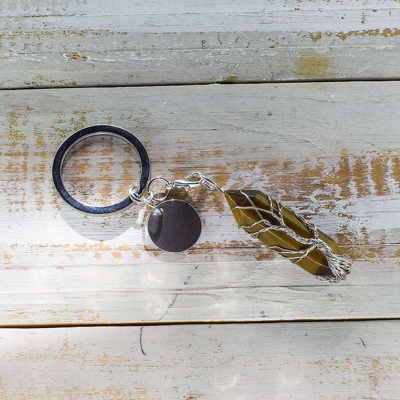 Hexagonal Keyring - Tigers Eye