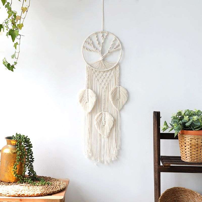 Bohemian Woven Tassel  Dream Catcher - White - Tree of Life