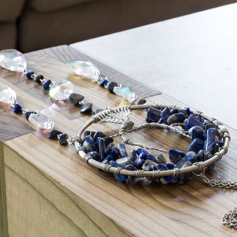 Wire Wrapped Tree of Life suncatcher - Lapis Lazuli