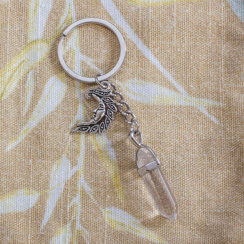 Moon Keyring - Clear Quartz