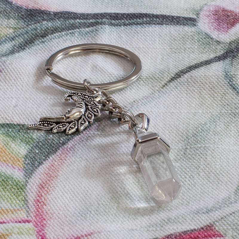 Moon Keyring - Clear Quartz