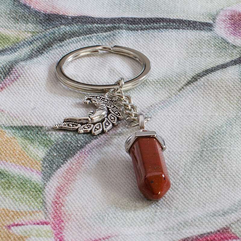 Moon Keyring - Red Jasper
