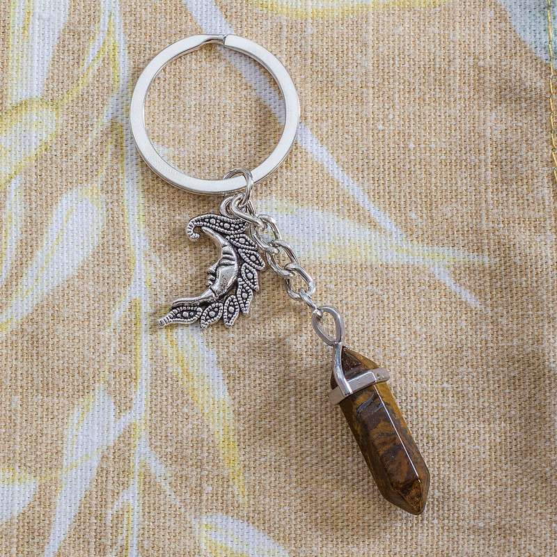 Moon Keyring - Tigers Eye
