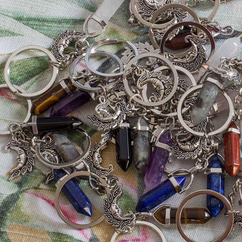 Moon Keyring - Clear Quartz