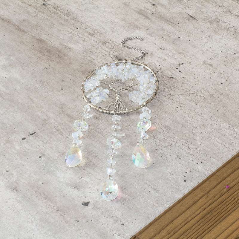 Wire Wrapped Tree of Life suncatcher - Opalite Chips