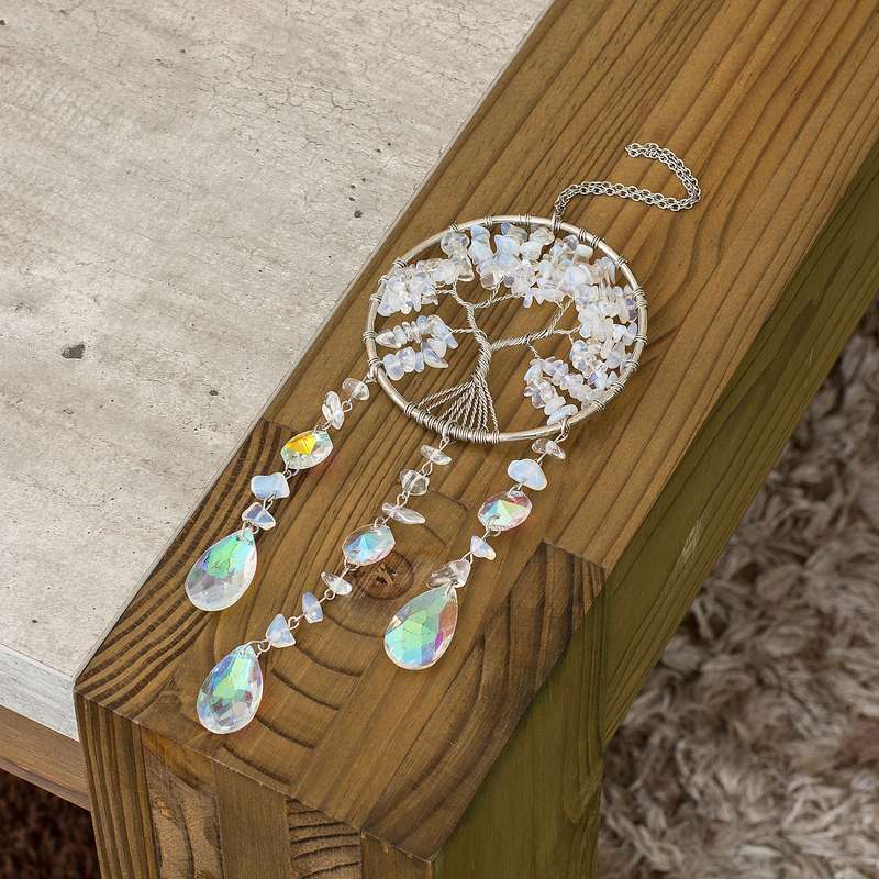 Wire Wrapped Tree of Life suncatcher - Opalite Chips