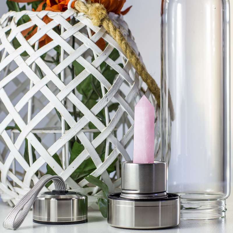 Crystal Essence Water Bottle - Rose Quartz