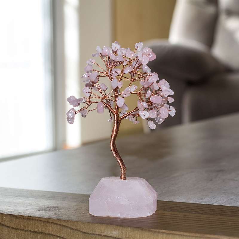 Crystal Chip Tree Rough Base - Rose Quartz