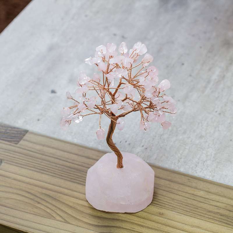 Crystal Chip Tree Rough Base - Rose Quartz