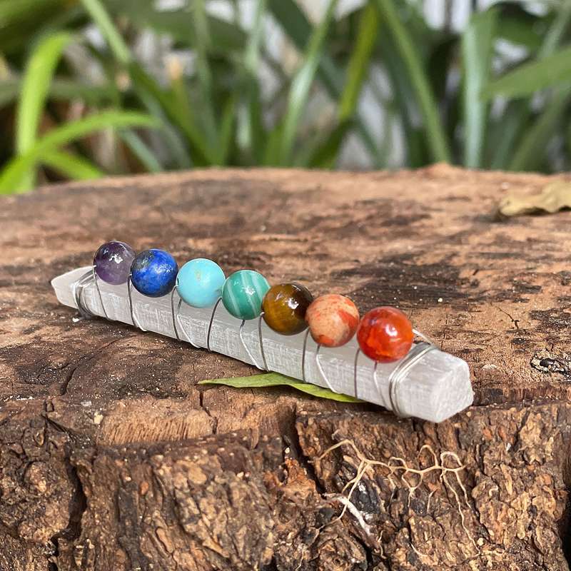 Selenite - 7 Chakra Charging Stick