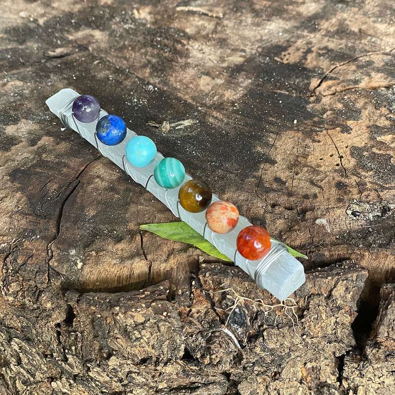 Selenite - 7 Chakra Charging Stick