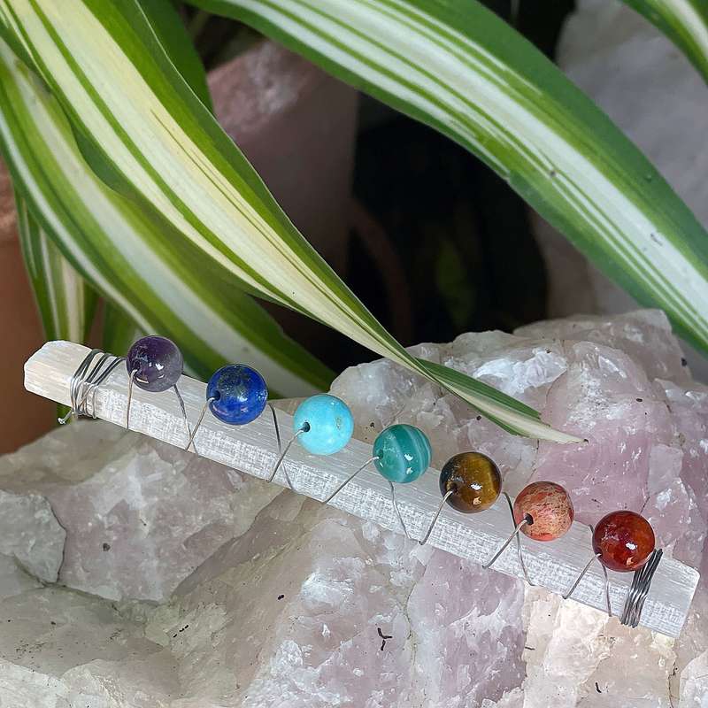 Selenite - 7 Chakra Charging Stick
