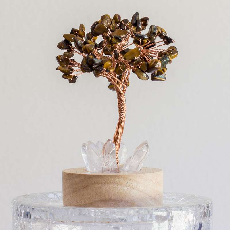 Crystal gemstone tree of life - Night light  - Tiger's Eye